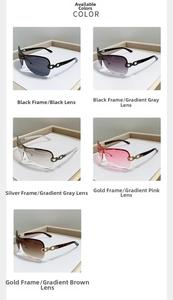 Collage of square rimless Y2K sunglasses in various gradient lenses and chain detail