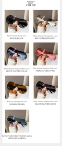 Detail of rimless Y2K sunglasses featuring metallic cross hinges and multi-color lens options