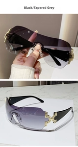 Macro detail of Y2K rimless sunglasses with gold hollow temples and inlaid rhinestones