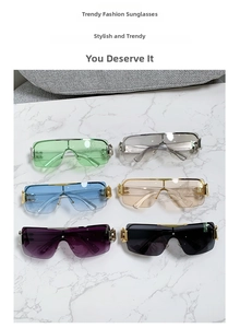 Vue détaillée de lunettes de soleil carrées Y2K en six couleurs avec accents métalliques