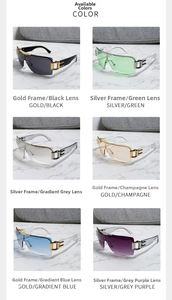Vue détaillée des lunettes de soleil carrées Y2K en six coloris haut de gamme