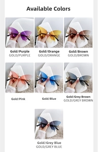 Détail des lunettes de soleil papillon sans monture avec sept dégradés de couleurs