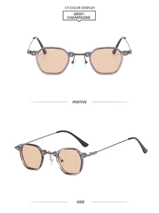 Vues de face et de profil de lunettes de soleil vintage avec verres champagne