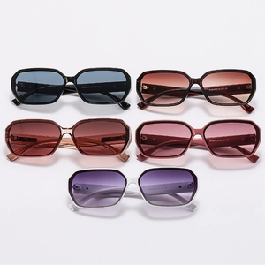 Set of five square retro sunglasses with colorful gradient lenses and durable frames