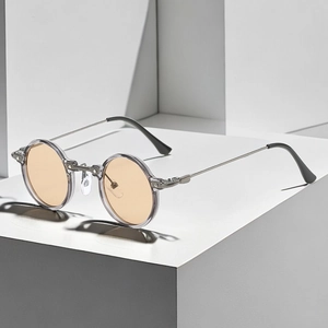 Retro Round Sunglasses Vintage Metal Temple UV400 Protection PC Lens Trendy Unisex Eyewear Fashion Sun Glasses