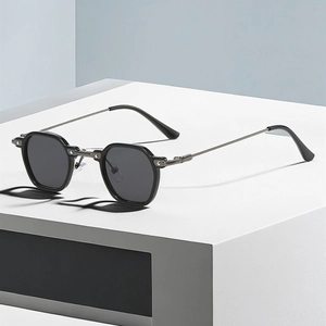 Lunettes De Soleil Carrées Rétro Protection UV400 Monture En Métal Vintage Petite Hexagonale Pour Hommes Femmes Unisexe