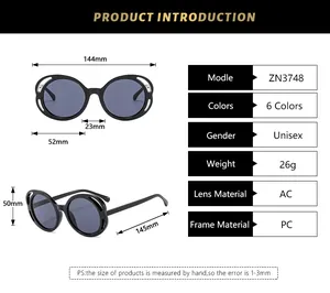 Guide des tailles détaillé pour lunettes de soleil rondes rétro avec mesures de monture