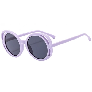 Lunettes de soleil rondes ajourées lavande pour enfants avec verres gris foncé