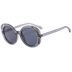 Lunettes de soleil rondes à monture gris translucide et verres teintés foncés