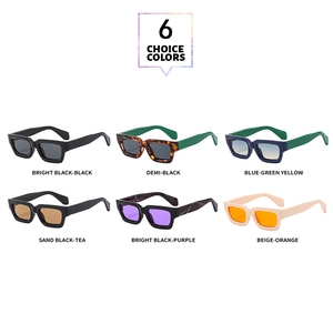 Detailed grid view of stylish thick-frame square sunglasses in six trendy colors