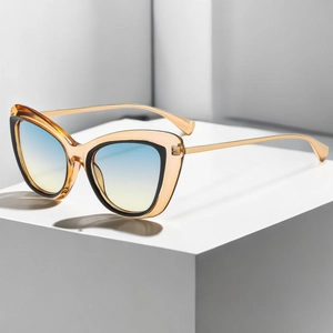 Cat Eye Sunglasses Vintage Retro Fashion UV400 Protection PC Frame Metal Temple Eyewear For Women