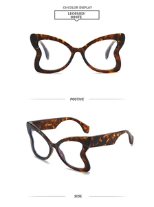 Macro view of butterfly shape leopard and white frames from front and side view