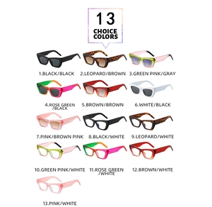 Catalogue de 13 lunettes de soleil œil de chat carrées aux couleurs et verres variés