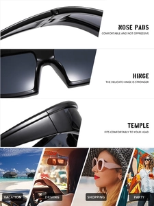 Details von verstärkten Scharnieren, Nasenpads und ergonomischen Sonnenbrillenbügeln