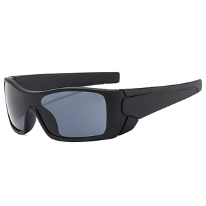 Matte black oversized square sports sunglasses with dark grey UV protective lenses