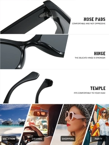 Detail of butterfly sunglasses showing nose pads, sturdy hinges and temple design