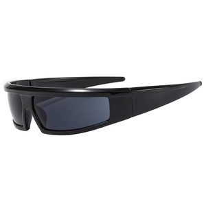 Modische schwarze Sport-Sonnenbrille mit futuristischem Wraparound-Rahmen für Herren