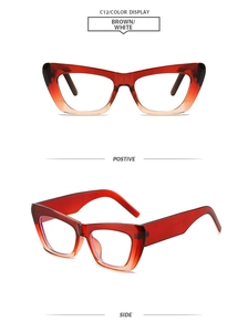 Détails des lunettes de soleil œil de chat carrées avec dégradé de marron à blanc