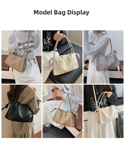 Détail de sacs portés épaule en similicuir plissé avec bandoulières à nœuds élégants