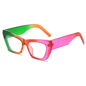 Lunettes de soleil œil de chat carrées avec monture dégradée arc-en-ciel vue de côté