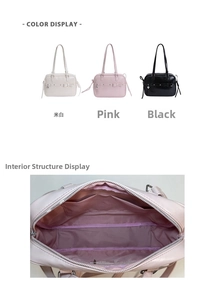 Internal structure of minimalist handbag showing multiple layers and zipper pocket
