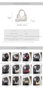 Size chart for pleated cloud bag in PU leather measuring 20x14x10cm with chain strap