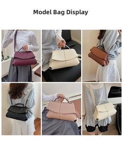 Collage de sacs portés épaule vintage en plusieurs couleurs portés par des mannequins chic