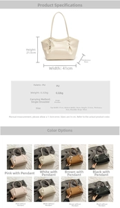 Tableau des tailles détaillé et options de couleurs pour le grand sac fourre-tout