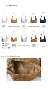 Sélection de sacs hobo multicolores et détails de la structure interne avec fermeture