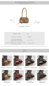 Detailed size specifications and material properties for the vintage PU Boston handbag