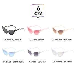 Collection de lunettes de soleil œil-de-chat avec branches ondulées en six coloris