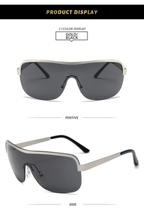 Vue détaillée de lunettes de soleil Y2K demi-cerclées avec verres gris monobloc