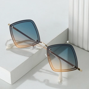 Lunettes De Soleil Forme Losange Monture Métallique Géométrique Protection UV400 Mode Tendance Pour Hommes Et Femmes Chic