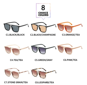 Collection of eight modern pilot sunglasses in various frame colors and tinted lenses