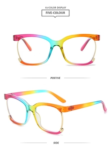 Detail of square rainbow semi-rimless frames showing front and side profile views