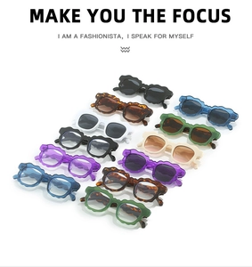 Detailed grid showing twelve colorful wavy frame sunglasses in multiple vibrant fashion shades