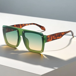 Fashion Square Oversized Sunglasses UV400 PC Frame Rivet Decoration Gradient Lens Retro Eyewear For Women Men