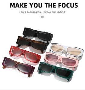 Collection of colorful Y2K rectangle sunglasses in black, red, green and purple frames