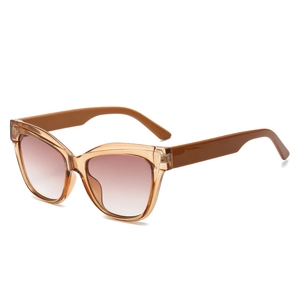 Occhiali da sole squadrati cat eye con montatura marrone e lenti sfumate alla moda