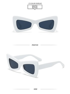 Front and side view of white butterfly oversized Y2K sunglasses with dark lenses