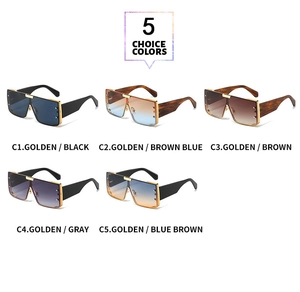 Detailed flat lay of fashion square metal sunglasses in five trendy gradient colorways