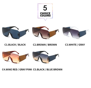 Vue détaillée de lunettes de soleil carrées surdimensionnées en cinq options de couleurs