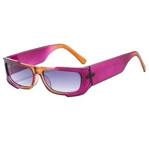 Y2K retro rectangle sunglasses featuring purple and orange gradient frames and tinted lenses