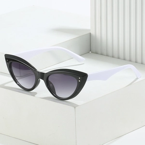 Lunettes De Soleil Oeil De Chat Monture PC Verres AC Protection UV400 Rétro Mode Décor De Rivets Extérieur Voyage