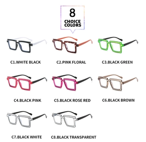 Eight color options for geometric thick square frame TR blue light blocking glasses