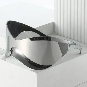 Lunettes De Soleil Bouclier Surdimensionnées Y2K Monture PC Protection UV400 Futuriste Cyberpunk Pour Hommes Femmes