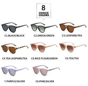 Detailed grid showing eight stylish aviator sunglasses in various frame and lens colors