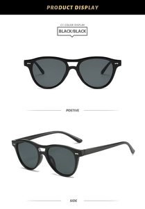Classic double-bridge aviator sunglasses with silver metal arrow rivets on black frames