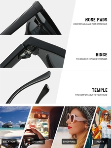 Detail of glossy black aviator sunglasses showing comfortable nose pads and metal hinges