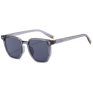 Lunettes de soleil carrées rétro avec monture gris translucide et verres polarisés
